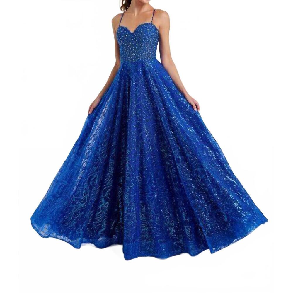 NEW HOUSE OF WU sparkle tulle ball gown in royal blue